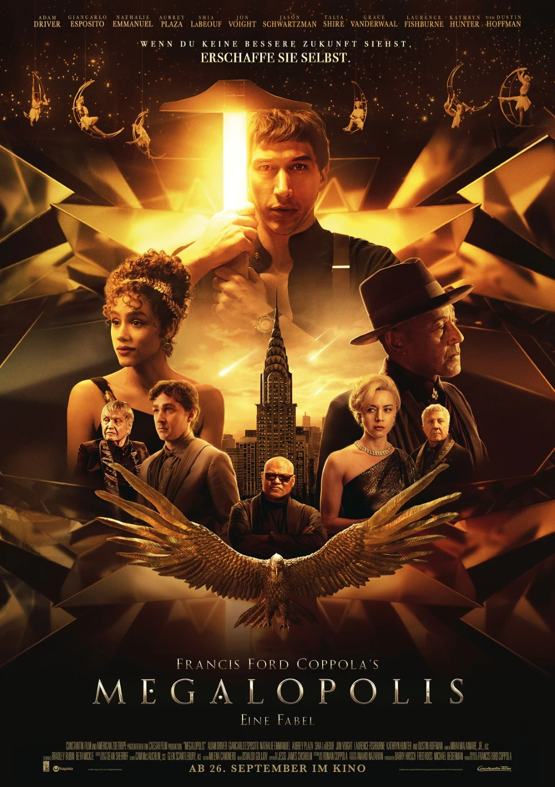 Ab 26.9. IM KINO: „Megalopolis“ von Francis Ford Coppola – Visionäres Science-Fiction-Meisterwerk des fünffachen Oscar-Gewinners